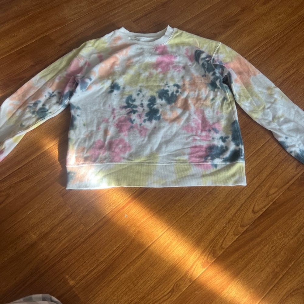 Tie Dye Cropped Sweatshirt | Pastel Pink Green Black Crewneck
